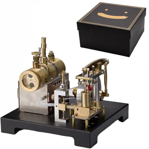SE-01 Steam Engine That Runs, Full Metal Stationary Beam Steam Engine Model and Horizontal Boiler Kit Science Physical Experiment Toys for Adults to Build