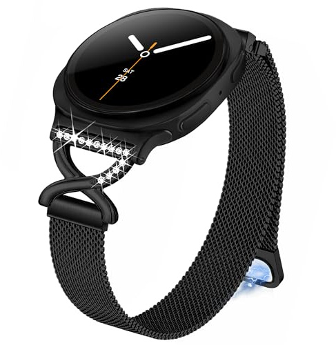 Ocaer Kompatibel mit Samsung Galaxy Watch 9/8/7/FE/6/5/4 Armband 40mm 44mm, 8 Classic/6/4 Classic, 5 Pro, Active 2, Glitzer Magnetisch Metall Watch Armband, Elegant Edelstahl Band für Damen