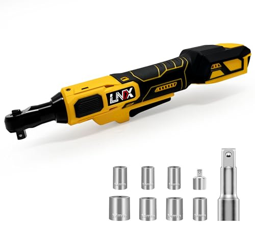 3/8 Cordless Ratchet Wrench for DEWALT 20V MAX Battery, 45 Ft-lbs(60 N.m) Power Electric Ratchet Tool Kit, Variable Speed Control, 7 Sockets, 1/4 Adapter & 3 Extension Bar(Batteries Not Included)