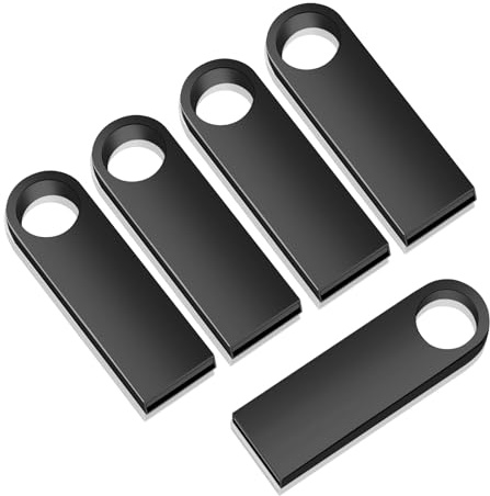 jjiqichimao 5 Pack 16GB Black Metal USB Flash Drive, Portable usb stick | Waterproof metal shell for office, school and car audio use; usb key, memory stick, usb stick, usb thumb drive for storage.