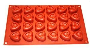 Silicone Dimpled Heart Baking Mold 24 Cavities