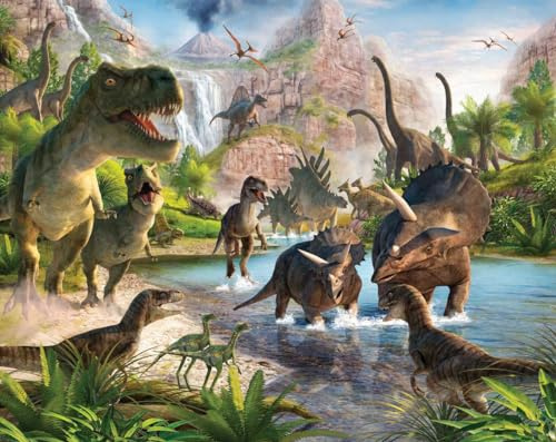 Walltastic 5060107041745 Dinosaur Land Wallpaper Mural, Multicolor, 120.08 x 96.07 inch