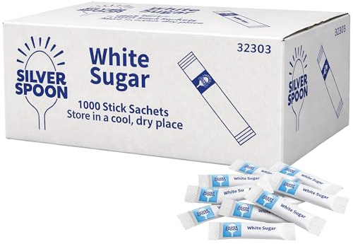 Silver Spoon White Sugar Sticks 1000 Pack, Granulated White Sugar Portions, Home Grown in Britain, For Tea Coffee and Hot Drinks