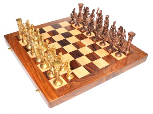 35,6 cm X 14 ″ Collectible Holz Chess Game Board Set + Messing römischen Figur (innerhalb von 7 Tagen geliefert)