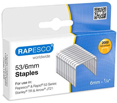 Rapesco 0751 Agrafes Galvanisées de Type 53/6 mm, Lot de 2000