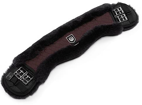 CHRIST Lammfell MONDGURT Sattelgurt von Werner Horse – anatomischer Dressurgurt (Kurzgurt) mit konkaver Sichelform, Lammfellgurt in braun-braun, Länge: 60 cm