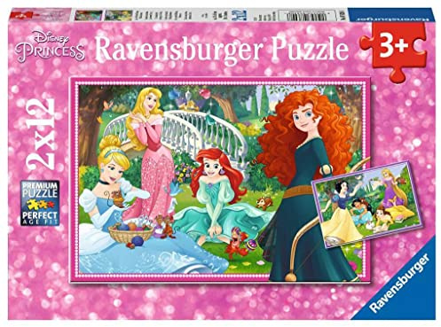 Ravensburger Kinderpuzzle - 07620 In der Welt der Disney Prinzessinnen - Puzzle für Kinder ab 3 Jahren, Disney Puzzle mit 2x12 Teilen