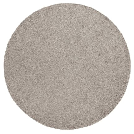 Carpetsale24 Teppich Rund 120 cm Beige, Kurzflor, Einfarbig, Modernes Design, Pflegeleicht, rutschfest, Weicher Bodenteppich für Wohnzimmer, Schlafzimmer, Esszimmer