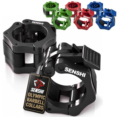 Senshi Japan 50 mm olympische Hantelmanschetten – die ultimativen Klemmen zum Halten Ihrer Gewichte – einfach anklemmen und lösen – für Gewichtheben, Bodybuilding, Fitness, Krafttraining