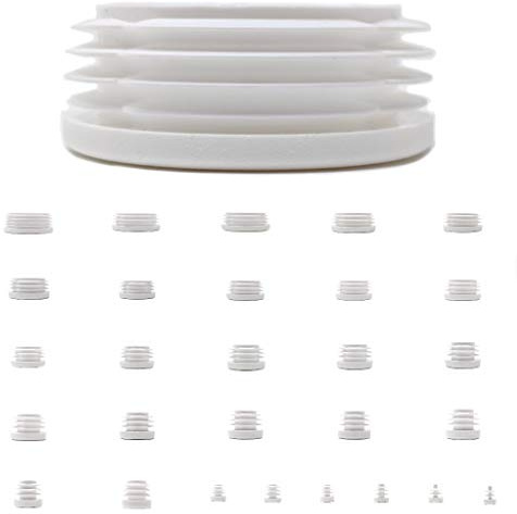 25mm Plastic End Caps, White Tube Inserts, Pack of 4 (See Second Image for Ordering Guide) - Made in Germany