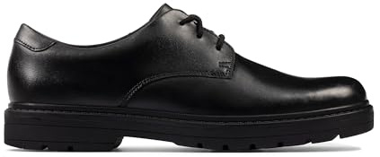 CLARKS Loxham Derby Y Boys Senior School Shoes 6.5 UK Black