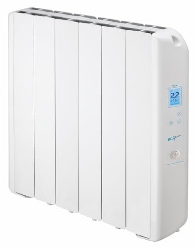 FARHO Radiateur électrique à inertie fluide 1000W | Eco Green Ultra 06 Eléments | Blanc | Programmable | Basse Consommation | Garantie 20 ans