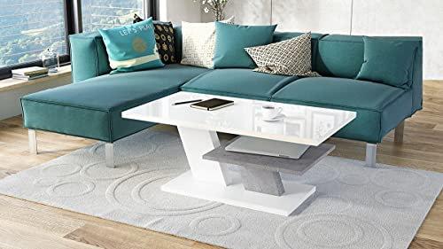 Mazzoni Cliff Couchtisch 110x60cm mit praktischer extra Ablage modern stabil vielseitig als Wohnzimmertisch Beistelltisch Sofatisch Zeitloses Design platzsparend robust für Wohnzimmer kleine Räume