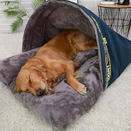 FACAI Zwinger Matte Hundebett Haus Golden Retriever Schlafsack Hundehaus Indoor Winter Warm Mittelgroßes Großes Hundezelt Winter,75 * 65 * 38cm