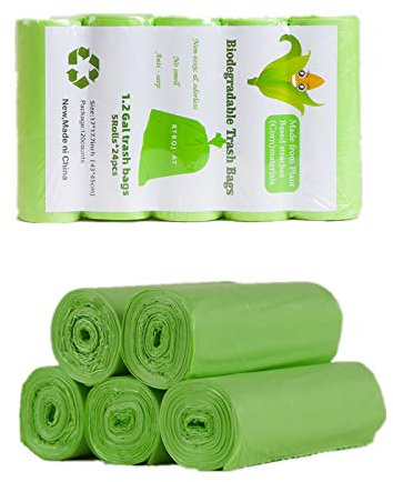 RTBQJ-AT 100% Biodegradable Bin Liners, 10L 120 Bags Biodegradable Food Waste Bags, Super Sturdy Bin Bags
