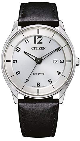 Citizen Orologio da uomo in pelle Sport Eco Drive BM7400-21A, argento, cinghia