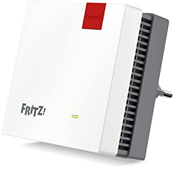 Fritz!Repeater 1200 AX (Wi-Fi 6 Repeater mit Zwei Funkeinheiten: 5 GHz-Band (bis zu 2.400 MBit/s), 2,4 GHz-Band (bis zu 600 MBit/s), deutschsprachige Version)