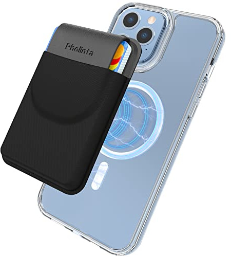 Phelinta Magnetisk Plånbok Kompatibel med MagSafe för i-Phone 17/Air/16/15/14/13/12 Serien, Läder Kreditkortsfodral Plånbok, Wallet Förvara 1-5 Kort, Magnetisk Korthållare med Klaff