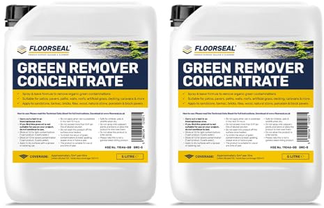 Floorseal Green Remover Concentrate - For Roofs, Walls, Driveways & Patios – Removes Green Organic Matter, Algae, Mould & More (Formerly Moss Remover Plus) (10 Litre)