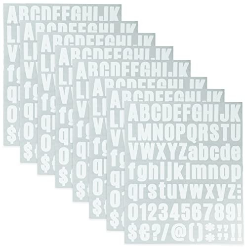 8 ark självhäftande vinyl bokstäver siffror-kit, brevlådenummer klistermärke för brevlåda, skyltar, fönster, dörr, bilar, lastbilar, hem, företag, adressnummer (1 tum, vit)