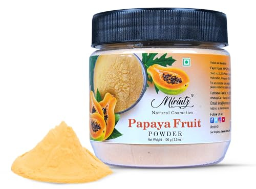 Mirintz 100% Natural Papaya Powder for Skincare (100 gms) Herbal Natural Fruit Powder for Cosmetics - Face & Skin Dried Papaya Powder Mix for Papaya Cream Fruit Fresh Powder for Glowing Skin