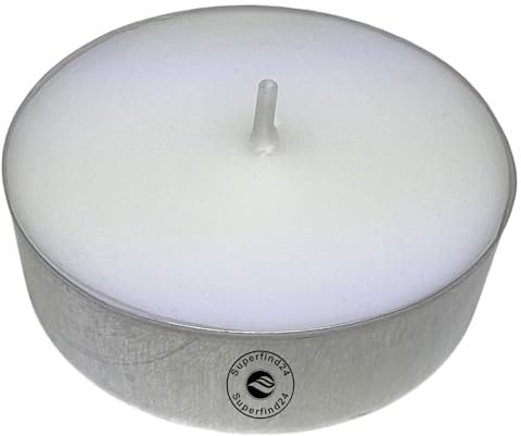 Superfind24® Set di 48 lumini XXL Jumbo con 6 bicchieri, ideali per riscaldamento di emergenza (istruzioni per costruire autonomamente), per blackout, lampade aromatiche, fornelli, profumi, durata 8