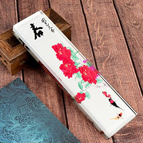 Handgemachtes Kristallglas Rote Pfingstrose Blume Rechteck Briefbeschwerer Glas Ornamente Home Office SuppliesTischdekoration Geschenke