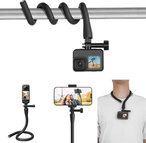 REYGEAK Support flexible queue de singe pour GoPro Hero 11/10/9 Insta360 X3, appareil photo, iPhone, Android, trépied pour vélo, moto, bateau, poussette, voiture