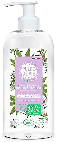 Pulpe de Vie - Shampooing Volume & Pousse Certifié BIO Bob Marl’hair XL 400 ml - Anti-gaspi ! Chanvre - Cheveux Volumineux & Sains - BIO