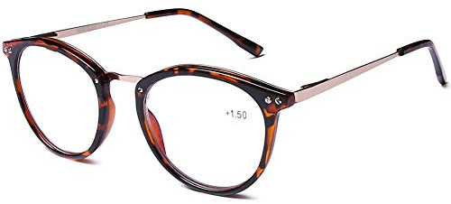 DOOViC Lesebrille Blaulichtfilter Rund Rahmen Brille mit Sehstärke