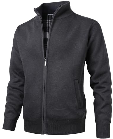 Herothorn Homme Gilet Pull Cardigan Veste Ouvrez-Front Zippé avec 2 Poches Gilet Veste Tricoté Chaud Coupe rembourré Décontractée Manche Longue Chandail