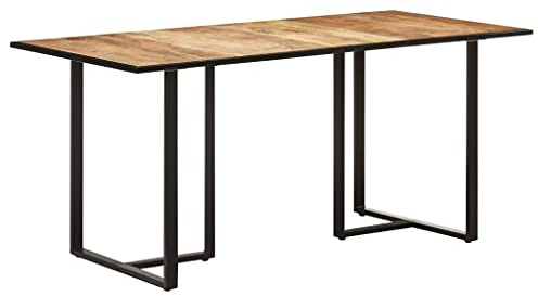 ZQQLVOO Esszimmertisch Kitchen Table Konferenztisch Lounge Bartisch Esstisch 160 cm Raues Mangoholz
