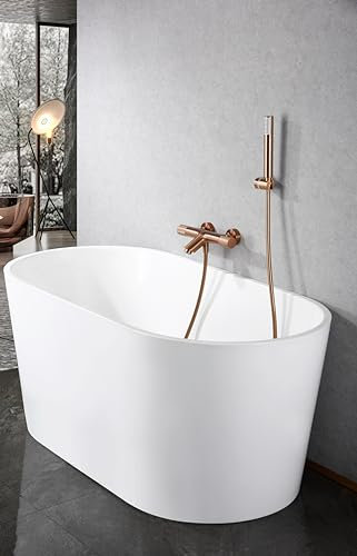 IMEX - Rubinetteria Termostatica Bagno-doccia, Rubinetto per vasca con sistema TURN CLEAN SYSTEM - Serie LINE (oro rosa spazzolato)