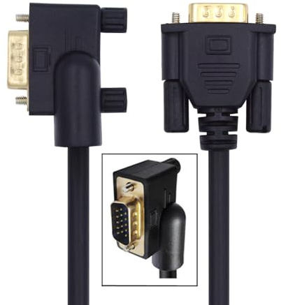 xiwai 90 Grad VGA-RGB-Kabel, links abgewinkelter Stecker auf gerader Stecker, Verlängerungskabel 3COAX + 6C für Computer-Monitor, Projektor, 1 m