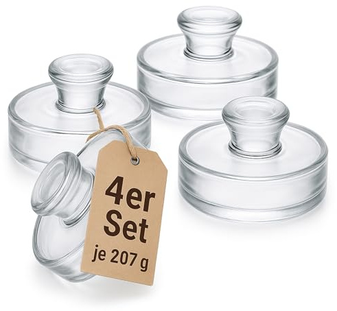 Thiru Fermentiergewichte – 4er Set Glasgewichte Ø 7 cm zum Fermentieren von Sauerkraut, Kimchi & Co. - Fermentationsgewichte für Einmachgläser