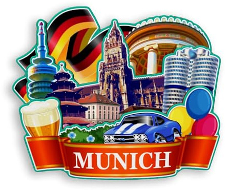 Quwsne Kühlschrankmagnet München Deutschland Kühlschrankmagnet Stadt Reise Souvenirs Touristengeschenke 3D Klassische Sehenswürdigkeiten Handarbeit Handwerk Heimdekoration -1171, QS-WC-1171
