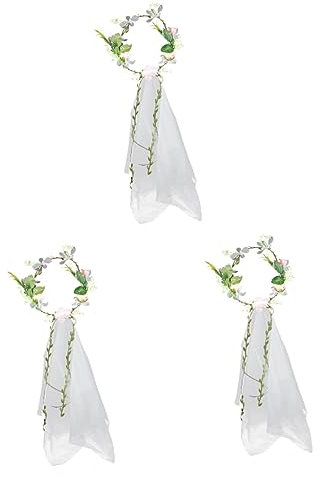 MAGICLULU 3 Stücke Braut Krone Mesh Schleier Stirnband Hochzeit Schleier Für Braut Decor Kopfschmuck