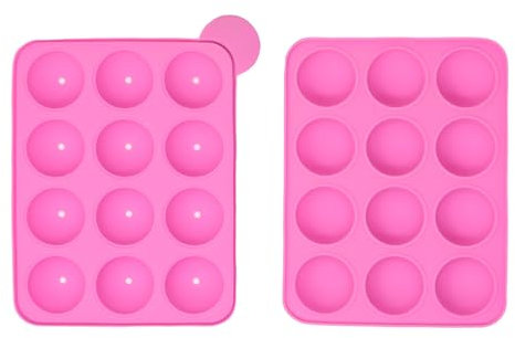 yueton 1 Packung Cake Pop Maker Form 12 Mulden rosa Silikon Cake Pop Form Backen Dekoration Form für Lutscher, Schokolade, Süßigkeiten, Kuchen