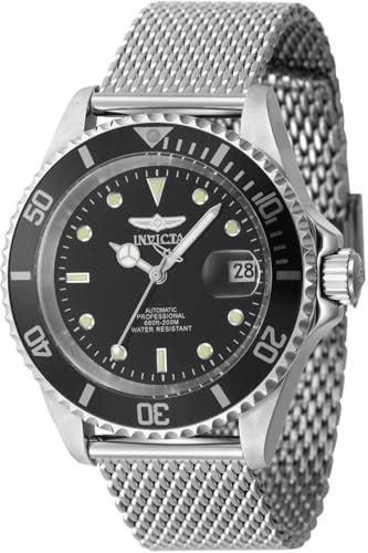 Invicta Pro Diver 47720 Herren Uhr - Wasserdicht - Analog - Automatikuhr - Edelstahl mit schwarzen zifferblat - 40mm