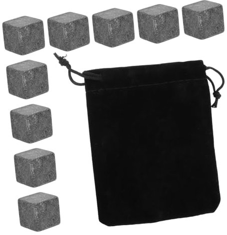 Cabilock Wiederverwendbare Whisky Steine Aus Robustem Granit 2x2x2cm Mit Schwarzem Aufbewahrungsbeutel Getränkekühlsteine Für Whiskey Und Wein