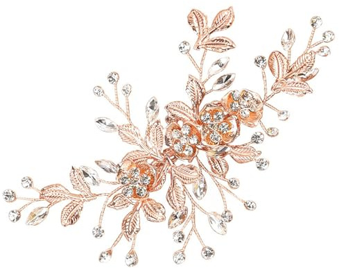 Hochzeits-Haarspange, Haarschmuck für Damen, handgefertigt, Blume, Strass, Kopfschmuck, Haarnadeln für Braut, Brautjungfer, Mädchen (Roségold)