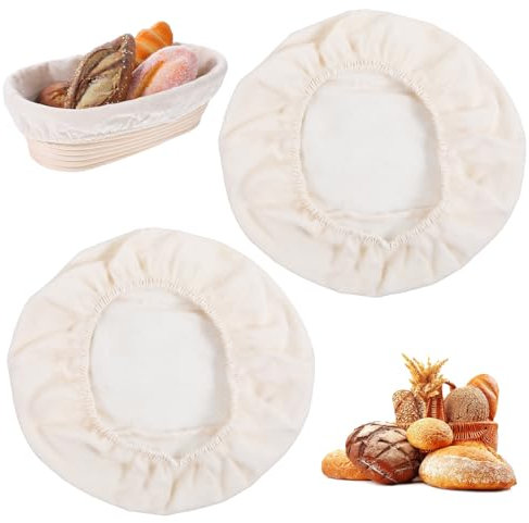 cobee 2 Pcs Bread Proofing Basket Cloth Liner, Oval Banneton Basket Liner Covers Bread Basket Cloth, Tea Towels For Baking Sourdough Serving Bakery Home Baking
