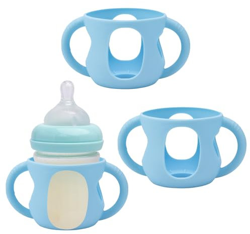 3pcs Silicone Sleeves for Bottles for Philips Avent, Curved Design Silicone Bottle Sleeve Anti-Breakage Bottles Holder Bottle Protector Compatible with Philips Avent 4oz(Blue)