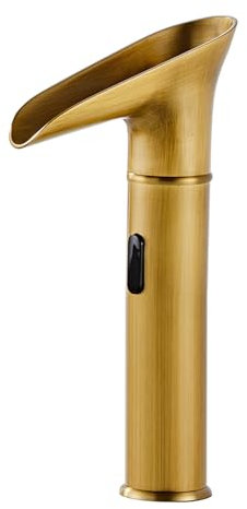 Grifo de Baño Retro Grifo con Sensor Grifo de Agua Fría Solo Juego de Grifo de Cascada Grifo de Baño Grifo de Lavabo Infrarrojo Grifo de Lavabo Altos Antiguos Alimentados Por Batería