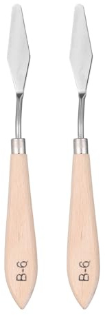 QUARKZMAN 2 Piezas Espátula de Paleta para Pintura 7.48 Hoja de Acero Inoxidable con Mango de Madera de Haya para Mezclar Colores de Óleo y Acrílico
