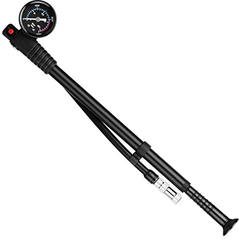 Funien Shock Pump High Pressure 300 PSI Air Pump Presta Schrader Valve Mountain Road Pump with Gauge for Front Fork and Rear Suspension Air Shocks