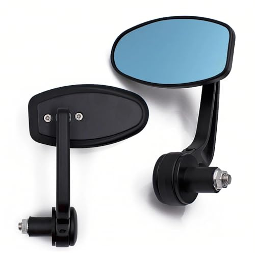 YUJYGAO Motorrad Spiegel Universal, 7/8 22mm Lenkerendenspiegel Motorrad Rückspiegel 360°Drehbarer Lenkerspiegel für Street Bike Roller Moped Supermoto Quad ATV (Schwarz#2)