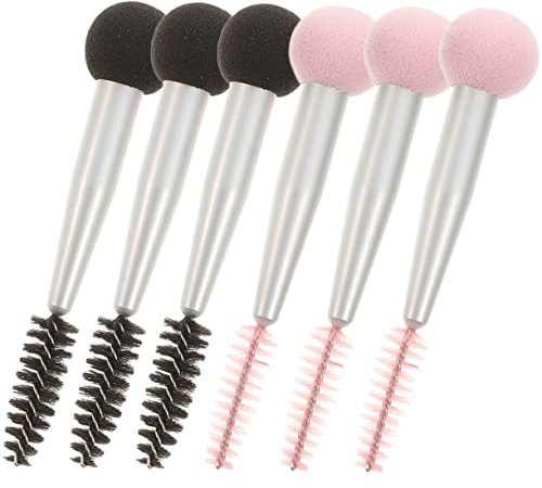 minkissy 6stücke Doppelköpfiger Make-up-schwammpinsel Mit Schwammkopf Und Augenbrauenpinsel Für Foundation Und Mascara Praktisch Und Komfortabel Für Frauen Und Mädchen