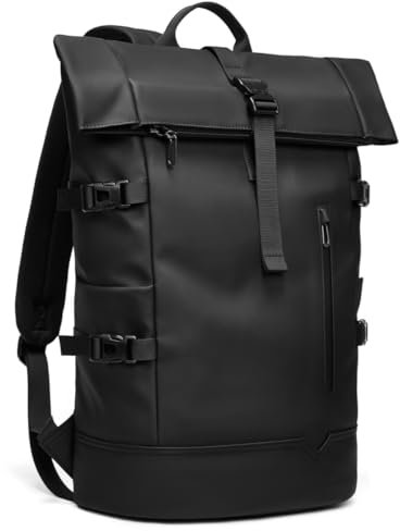 GYakeog Rolltop Rucksack Wasserdichter für Damen & Herren 33L Groß Fahrradrucksack 15,6 Zoll Laptop Rucksack Leicht Perfekt für Arbeit Schule Reisen und Outdoor Aktivitäten-Schwarz