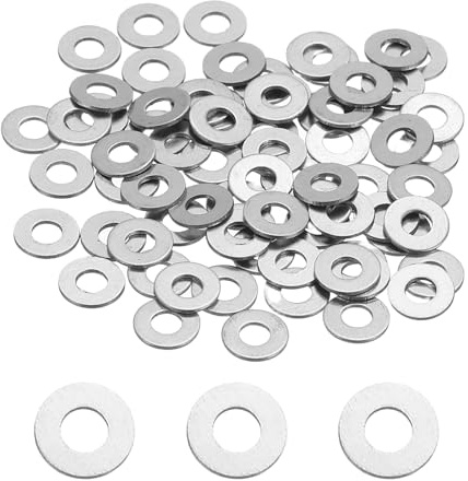 sourcing map M2 Stainless Steel Washers 2.3mm ID 5mm OD 0.5mm T 80Pcs | 304 Stainless Steel,Flat Washers,Round Flat Spacers,for Screws, Bolts, Plumbing, Automotive, DIY, Electrical Device